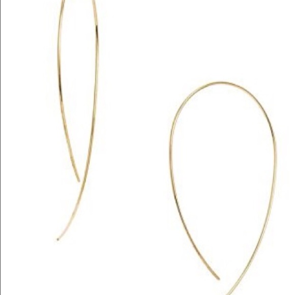 14K 𝗦𝗢𝗟𝗜𝗗 Yellow Gold Hooked On Hoops Upside Down Threader Earrings 2” Long - Picture 4 of 12